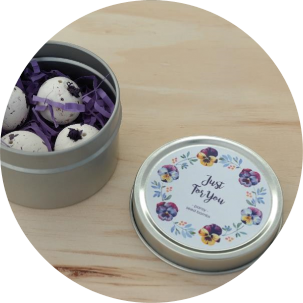 – Just for you – <br> Pansy seed bombs